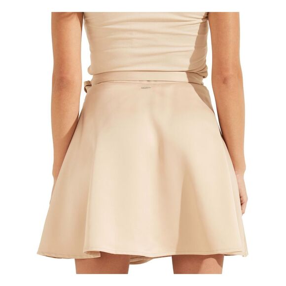 NWT GUESS Womens Beige Tie Unlined Wrap Above The Knee Evening Skirt XL - Picture 2 of 5